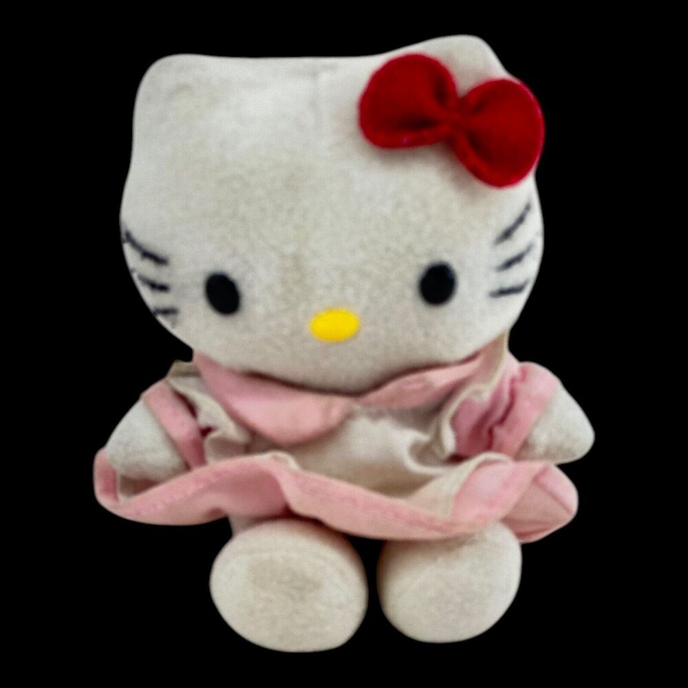 Y2K Hello Kitty Mini Plush Figure Pink Apron Dress 3.5” Sitting Sanrio READ!‎